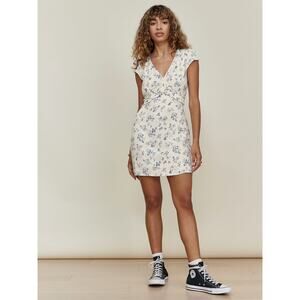 Reformation Lula Janine Cap‎ Sleeve V-Neck Ruffle Back Tie Mini Dress Size 0